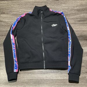 Off White Monogram Stripe Track Jacket Womens  Medium Black Athleisure
